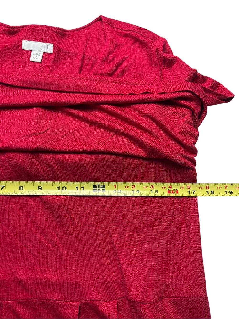J Jill Layered Jersey Knit Dress Medium Petite MP Red Pockets Ultra Soft Knit - Picture 6 of 11